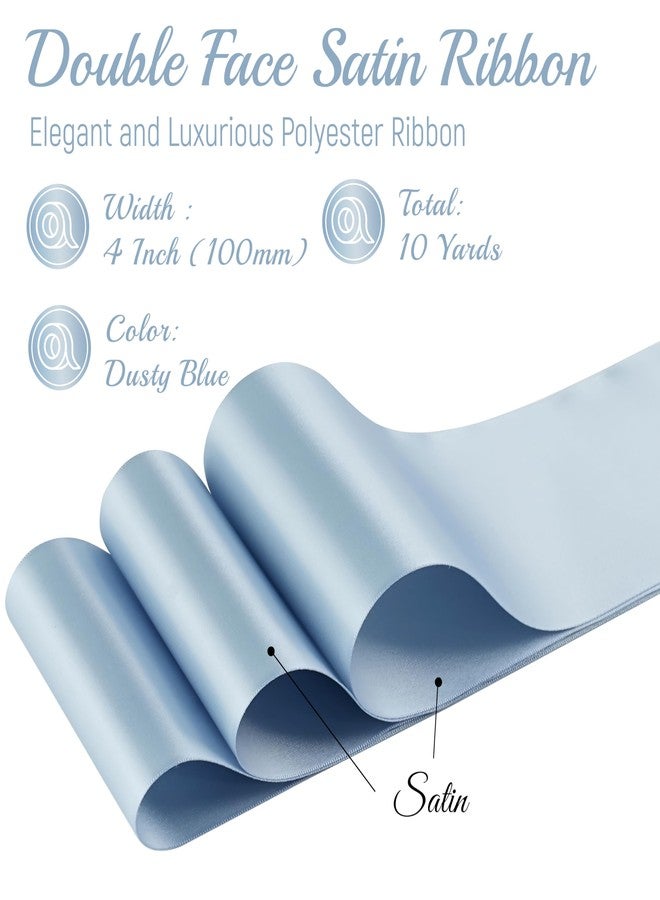 MAYREEL Dusty Blue Satin Ribbon 4 Inch Thick Extra Wide Blue Ribbon for Gift Wrapping Wedding Chair Sash Home Decoration Garland 10 Yards - Image 2
